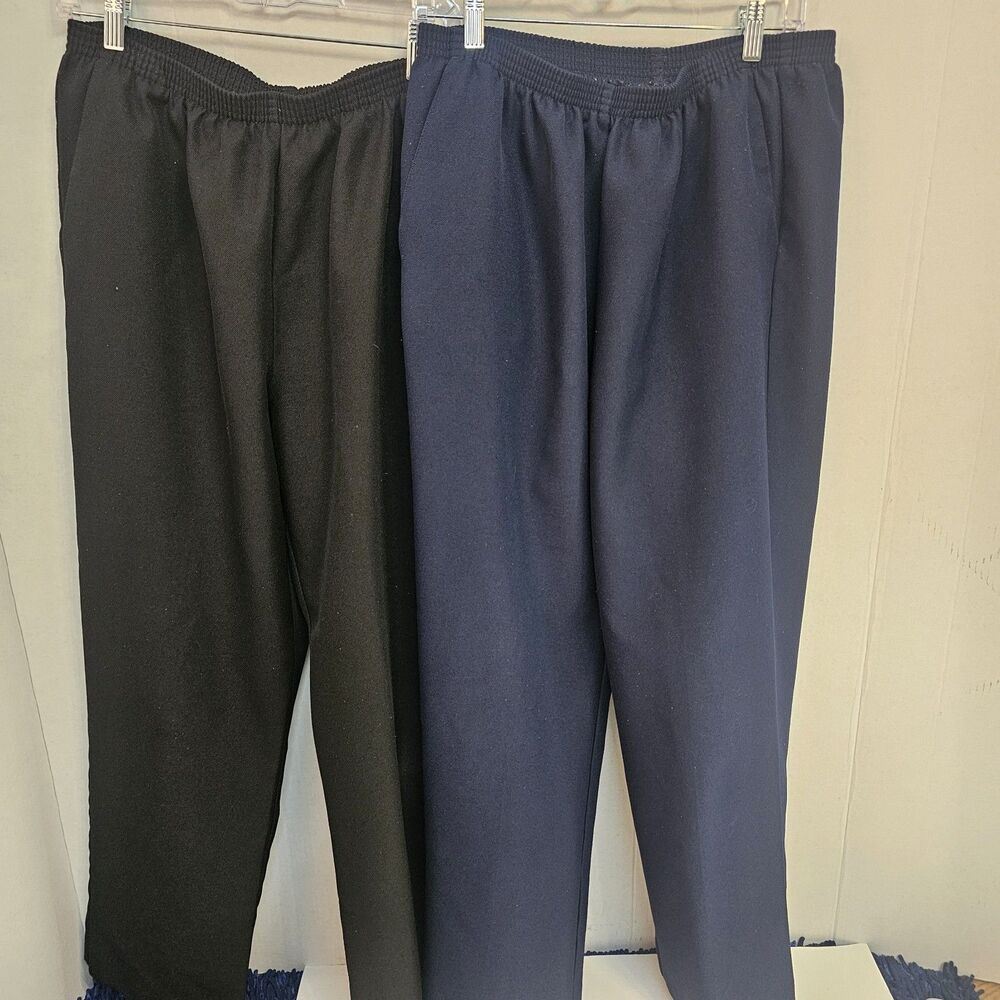 Alfred Dunner Women's Pull-On Pants Pockets Black Navy Size 16W Lot of 2 O260